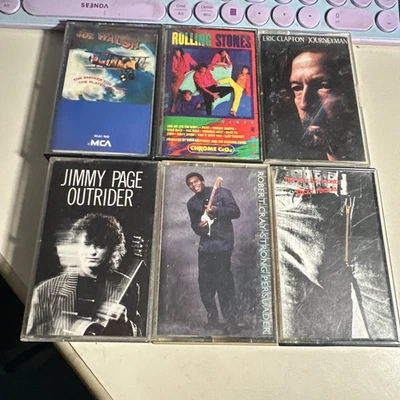 10 Rock and Roll Cassette Tapes Lot Joe Walsh, The Stones, Eric Clapton, Page - Image 1 of 4