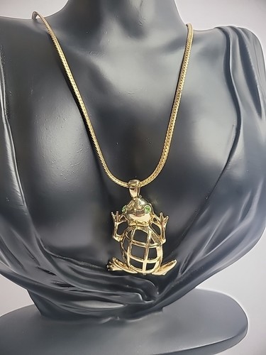 VETEMENTS Ciondolo vintage tono oro a forma di rana catena tono oro gioielli costume