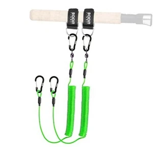 T02 Fishing Pole Tether, Kayak Paddle Leash, Green with 5.9" RB1 Belt, 2pcs - Picture 1 of 7