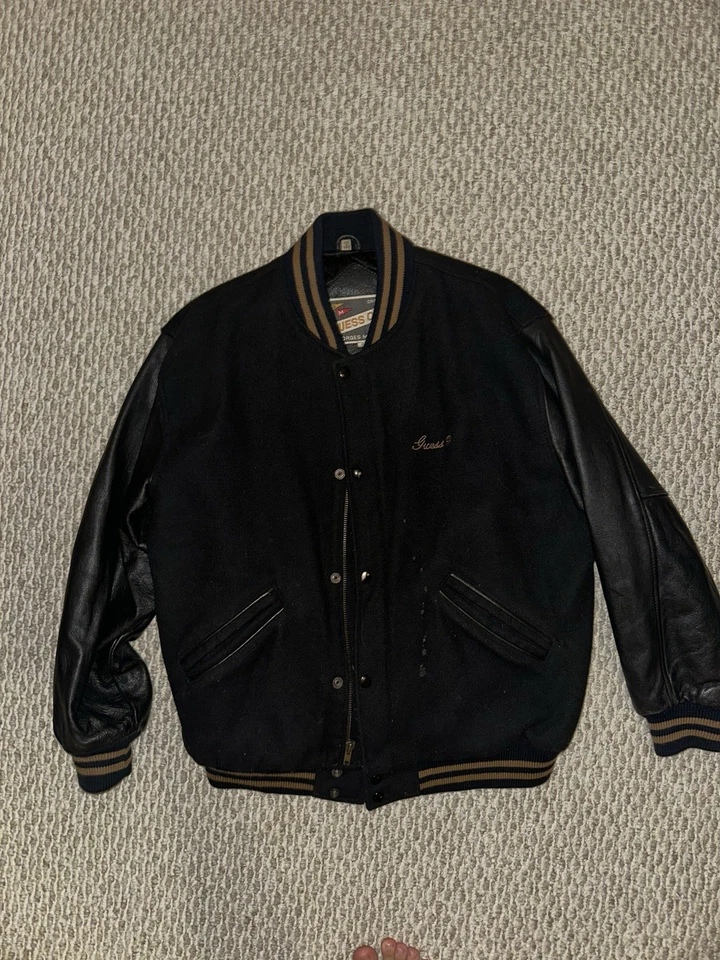 Vintage Guess Club by Georges Marciano Varsity Jacket – Wool & Leather, Small - Image 1 of 4