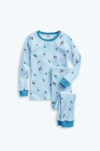 Summersalt Unisex Kids Pajamas Set size 10 Christmas Cotton Blue - Picture 1 of 6