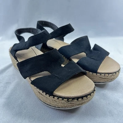 Zapatos Dr. Scholls Sandalias de cuña frías con tiras para mujer 9M negros ajustables de verano Foto 1 de 4