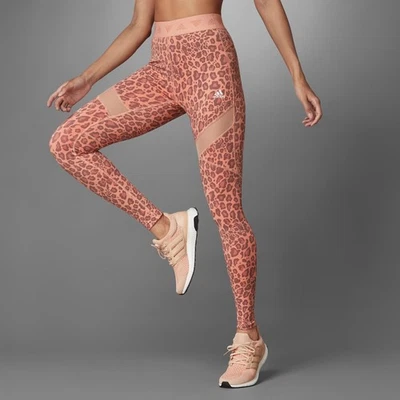 adidas Womens Hyperglam High-Rise Long Tights - Orange / Small - Image 1 of 4