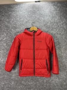 Columbia Jacket Youth Medium Red Hooded Turbodown Omni-Heat Puffer Coat Warm - Picture 1 of 20