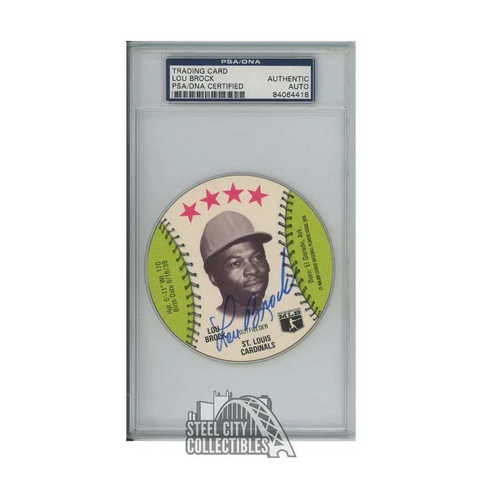 Lou Brock Autographed 1976 Isaly's & Sweet William Oversized Card - PSA/DNA - Image 1 of 1