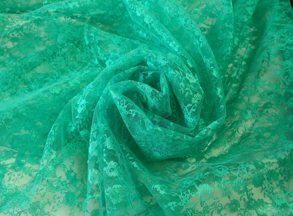 RASCHEL SPITZE Tüllspitze fest Meterware kleine Blüten SEEGRÜN EUR 5,98/m - Bild 1 von 3