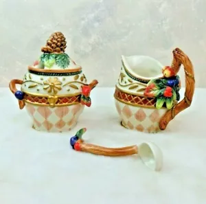 Fitz and Floyd Classics Sugar & Creamer Set Cuchara NAVIDAD Vacaciones Invierno - Imagen 1 de 8