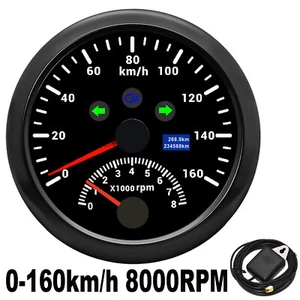 85mm Digital GPS Speedometer Gauge 0-160KM/H w/0-8000RPM Tachometer for Car Boat - Picture 1 of 12