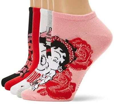 Paquete de 5 calcetines Betty Boop para mujer No Show, blancos surtidos, 9-11 Foto 1 de 3