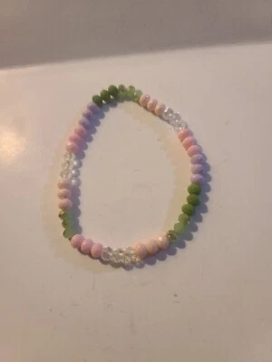 Pulsera Swarovski Cristal Pastel Cuentas Rosa Lavanda Transparente Rosa Claro Verde  Foto 1 de 4