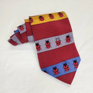Vicky Davis New York Lucky Lady Bug Silk Tie Polka Dot Multi Color - Picture 1 of 4