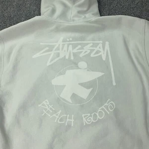 Stussy Beach Roots Zip Hoodie Mens XXL Light Gray Sweatshirt - Picture 1 of 7