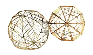 Decorative Spheres Balls Gold Wire Orbs Geometirc 2 - Picture 1 of 3