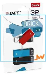 EMTEC Brick 32GB USB Drive 2.0 3 Pack Multi - Picture 1 of 2