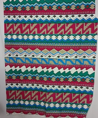 Vintage Fabric Joan Kessler For Concord Southwest Aztec Geometric Pink 1980s - Image 1 of 4