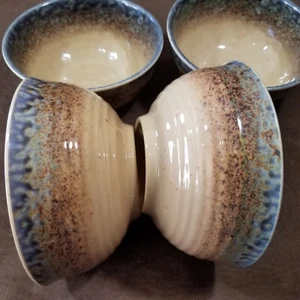 SET OF 4 WILLIAMS SONOMA MELAMINE BOWLS "RUSTIC" PATTERN BLUE - Picture 1 of 6
