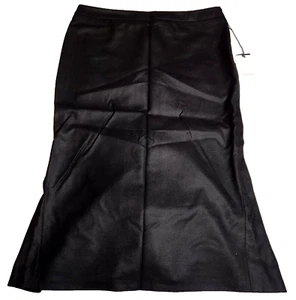 Rena Lange Designer Womens Wool Skirt Size 8 Black Side Zipper NWT MSRP $595 - Picture 1 of 10