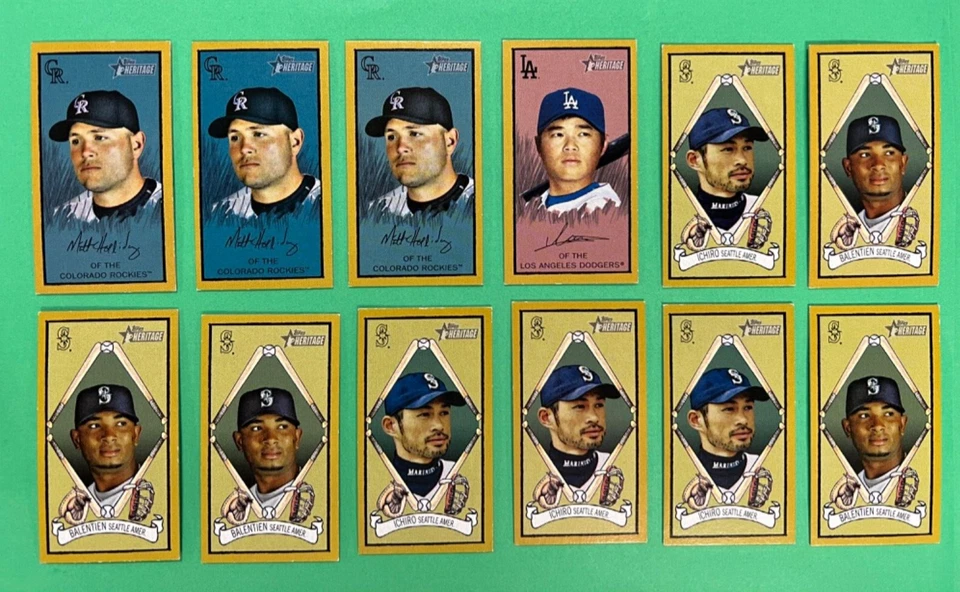 2008 TOPPS HERITAGE T205 MINI INSERT LOT (12) ICHIRO HOLLIDAY BALENTIEN HU - Image 1 of 1