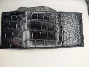 Wild Alligator Tri fold Wallet gator swamp skin leather hide JU35 - Picture 1 of 24