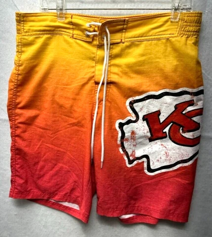 NFL Team Apparel Kansas City Chiefs Swim Trunks Men's Small Regular Red Yellow Cover
