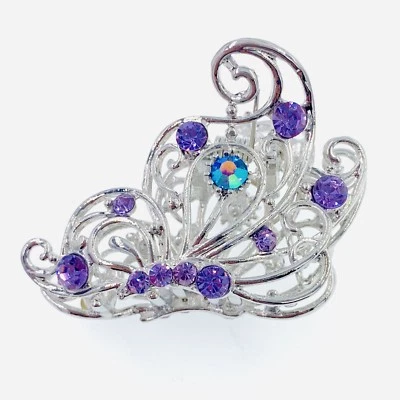 EE. UU. Pinza de pelo mariposa mandíbula estrás cristal horquilla elegante púrpura claro Foto 1 de 4