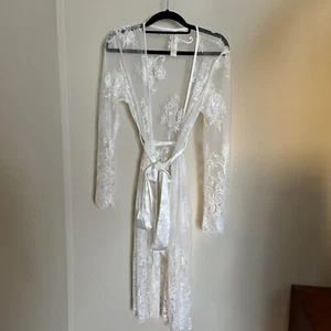 homebodii bridal lace robe white szM - Picture 1 of 6