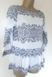 Mint Velvet Blouse Sz 8 Vgc! Grey White - Picture 1 of 6