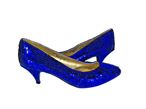 Scarpe stepper vintage anni 80d 90 blu royal H I paillettes misura 7 tacco basso - Foto 1 di 7
