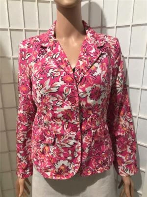 女式 Studio Works PM 热粉色花卉亚麻混纺夏季夹克 — 第 1/4 张图片