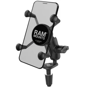 Montaje de vástago de horquilla de motocicleta RAM con brazo corto y soporte X-Grip para teléfono celular, GPS - Imagen 1 de 4