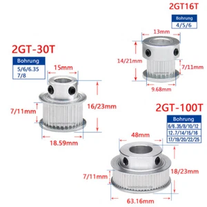 GT2 Zahnrad 2GT 16-100 Zähne Riemenscheibe Breite 7mm Pulley für CNC 3D Drucker - Picture 1 of 26