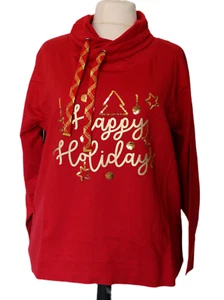 Sheego Pullover Pulli Rot Damen Sweatshirt Rollkragen Übergröße Schriftzug Sweat - Bild 1 von 9