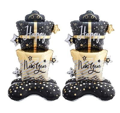 Feliz Año Nuevo Globos Suministros de Fiesta Decoraciones - 2 Globos Grandes Autoportantes Foto 1 de 2