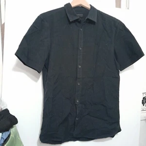 Allsaints Size S Mens Black Waycross Short Sleeve Shirt Orange Fleek - Picture 1 of 6