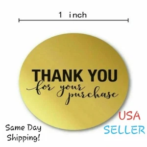 (Sie wählen Menge) Rund Gold DANKE für Ihren Kauf Aufkleber Paket Siegel Etiketten - Bild 1 von 4