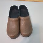 Sanita Brown Leather Comfort Slip On Clogs Mule Shoe Sneaker Work 38 7