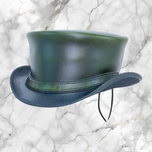 El Dorado Green Leather Steampunk Top Hat | Unique Gothic & Cosplay Design - Picture 1 of 4