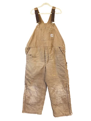 Macacão Carhartt Bib Masculino Tamanho 44"x30" BQ186 Isolado Marrom Joelho Duplo - Imagem 1 de 4
