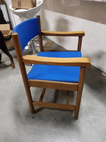 Boston, Mass CI Designs Blue Fabric, Guest/ Lounge, Oak Wood Arm Chair Cover