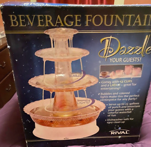 Rival Beverage Fountain BF250 Pink Light Changing 2.5 Gallon Great For A Party