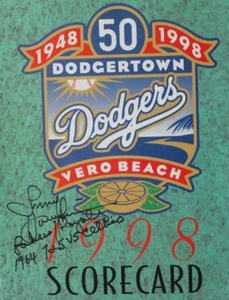 Tom Hawkins (d.2017) LA Dodgers Broadcaster LAKERS Signed Autographed Scorecard - Picture 1 of 5