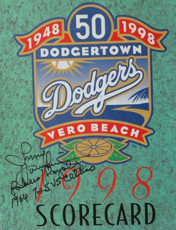 Tom Hawkins (d.2017) LA Dodgers Broadcaster LAKERS Signed Autographed Scorecard - Image 1 of 4