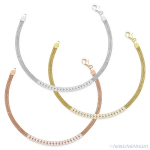 Pulsera de tenis Cubic Zirconia Cristal .925 Plata Esterlina 2 filas - sin deslustre - Imagen 1 de 4