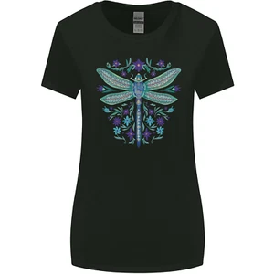 A Floral Dragonfly Womens Wider Cut T-Shirt - Picture 1 of 19