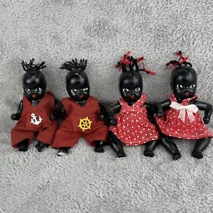 Vintage African American Black Dolls Topsy 4" Lot of 4 - Picture 1 of 8