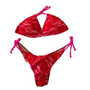 Ravish Sands Custom Bikini Competition Suit Bodybuilding Modeling XS/S Pink Red - Picture 1 of 16