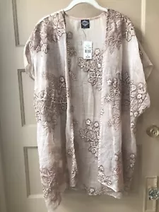 CALSTYLE Sheer Cocoon Cardigan Beige With Flower Design Medium - Picture 1 of 11