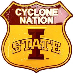 IOWA STATE 12" X 12" CYCLONE SHIELD CYCLONE NATION METAL SIGN UNIVERSITY - Picture 1 of 1