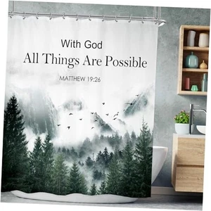 Mountain Shower Curtain 60Wx72H Inch 60"W x 72"L (Pack of 1) D-mountain Quotes - Picture 1 of 7
