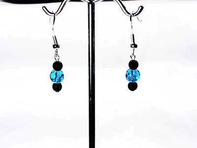 Hecho a mano con ónix genuino y pendiente de vidrio crepitante elige tus colores Foto 1 de 4